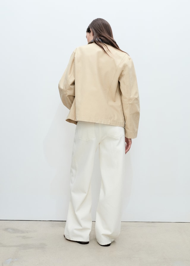 Mango Baumwolljacke mit Kontrastkragen Super Sparpreis