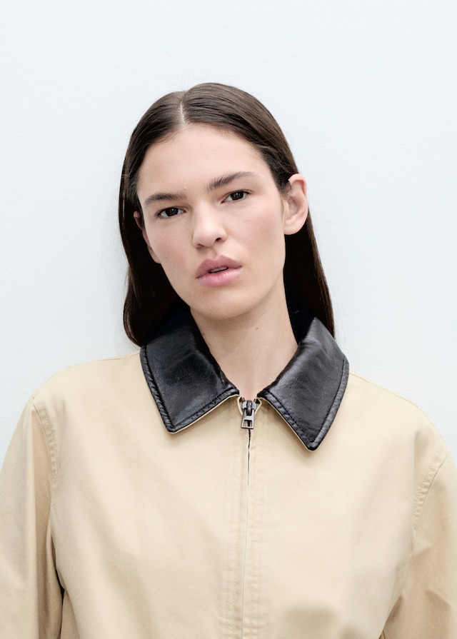 Mango Baumwolljacke mit Kontrastkragen Super Sparpreis
