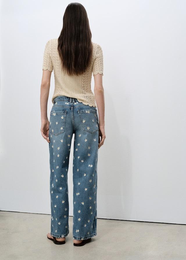 Mango Jeans wideleg mit Blumenstickerei Letzte 3 Tage