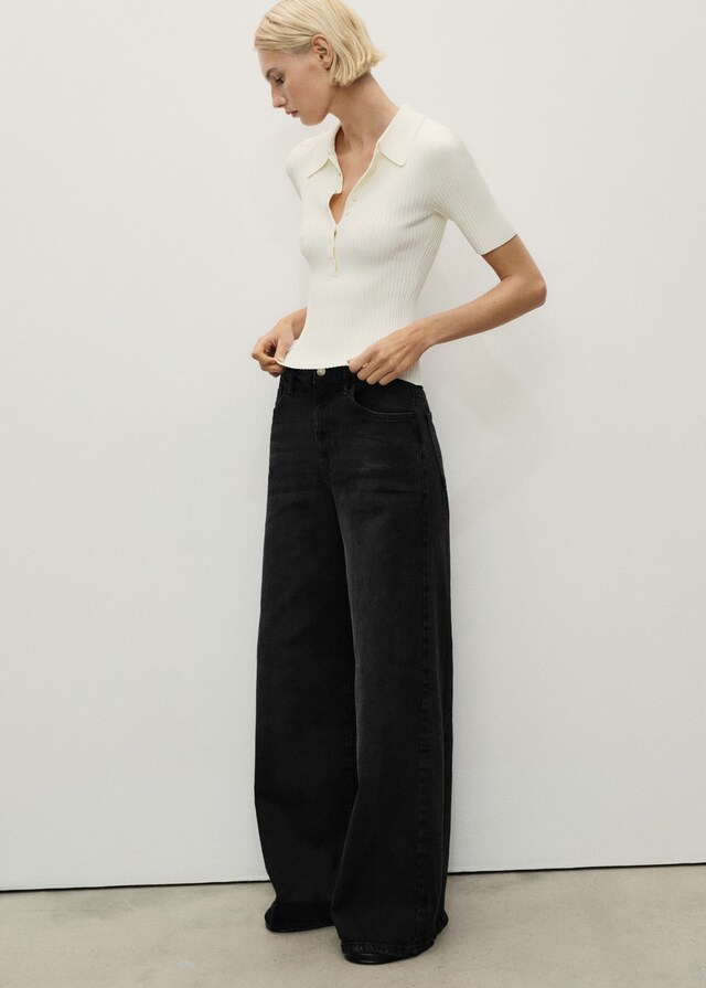 Mango Wideleg-Jeans mit hohem Bund Zeitbegrenzte Promotion