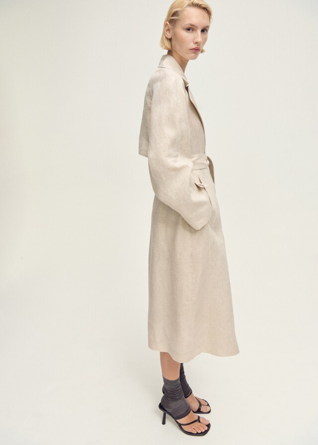 Mango Leinen-Trenchcoat mit markantem Reverskragen Bis zu 60% Rabatt
