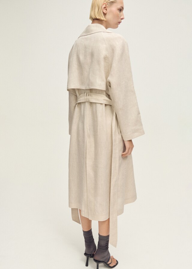 Mango Leinen-Trenchcoat mit markantem Reverskragen Bis zu 60% Rabatt