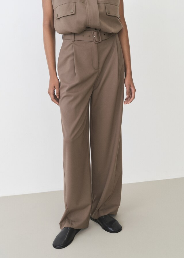 Mango Gerade Hose mit Gürtel