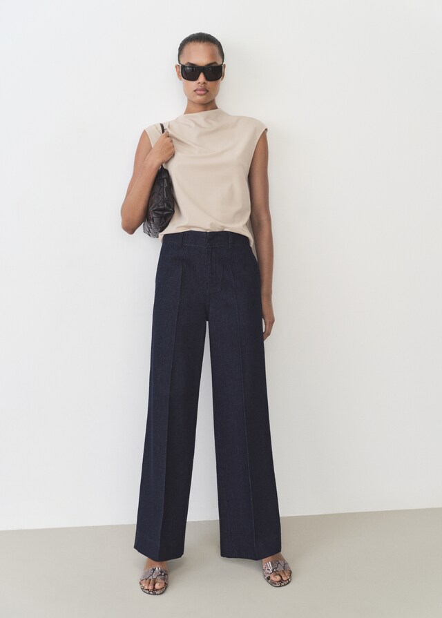 Mango High-Waist-Jeans mit weitem Bein