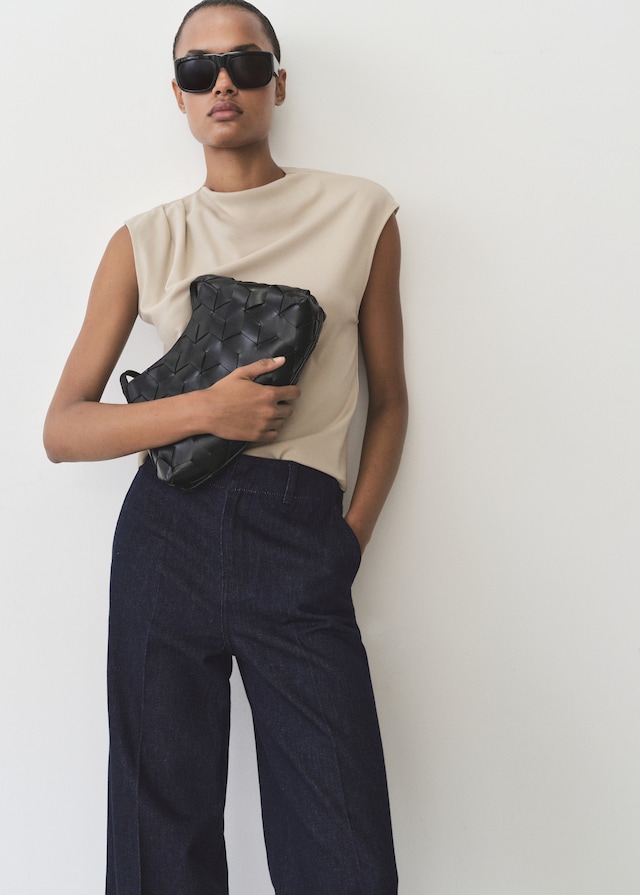 Mango High-Waist-Jeans mit weitem Bein Super Rabatt