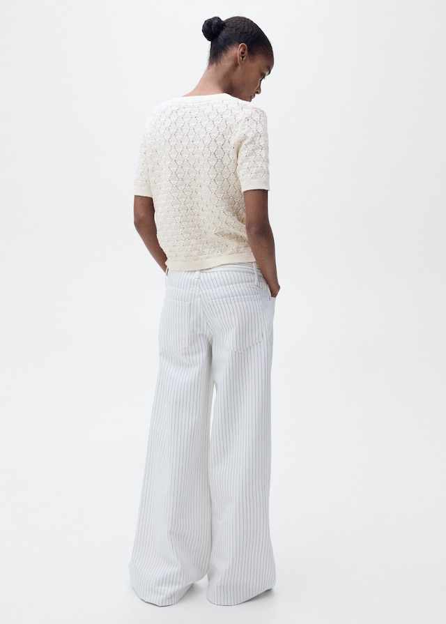 Mango Kurzärmliger Cardigan mit Lochmuster Clearance-Verkauf