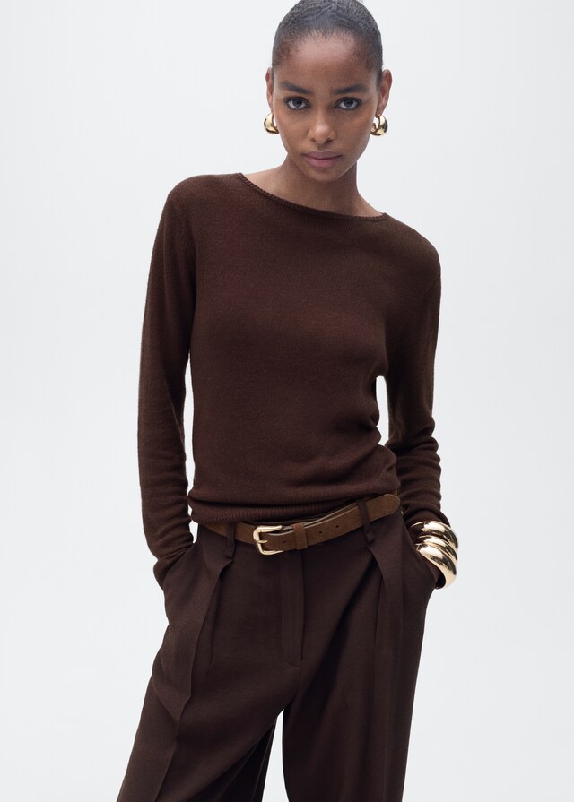 Mango Pullover aus Leinengemisch mit Bateau-Ausschnitt