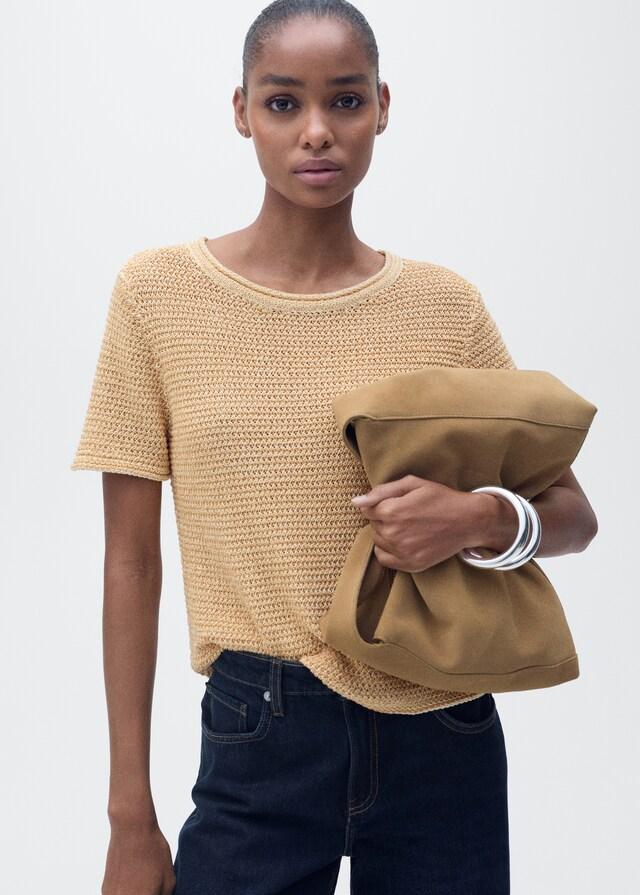 Mango Kurzärmliger Grobstrickpullover
