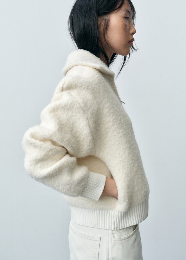 Mango Bouclé-Jacke aus Wollgemisch Günstiger Verkauf