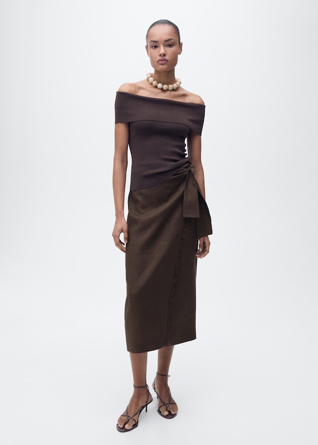 Mango Sarong-Rock aus Leinen Limitierter Zeitrabatt