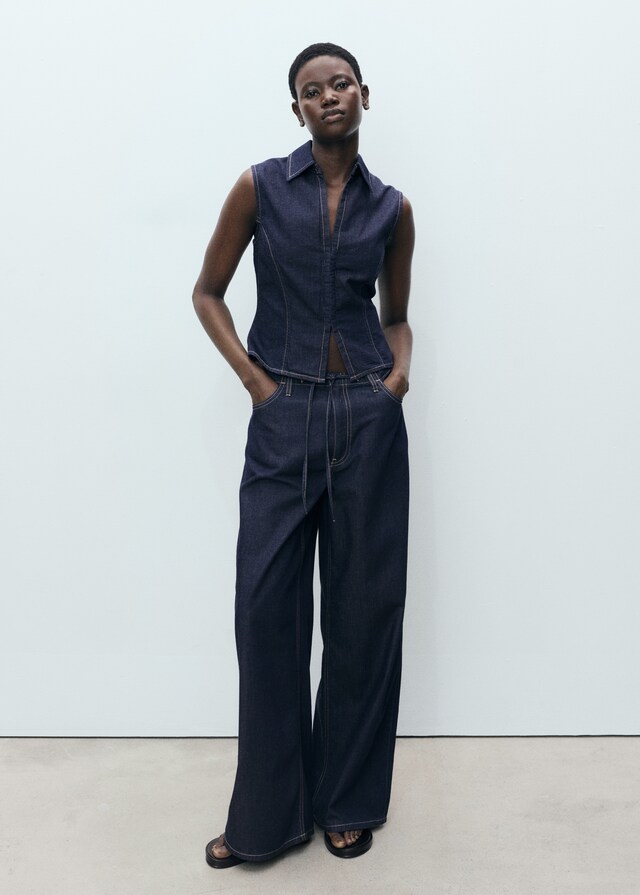 Mango Tailliertes Denim-Top Preisnachlass