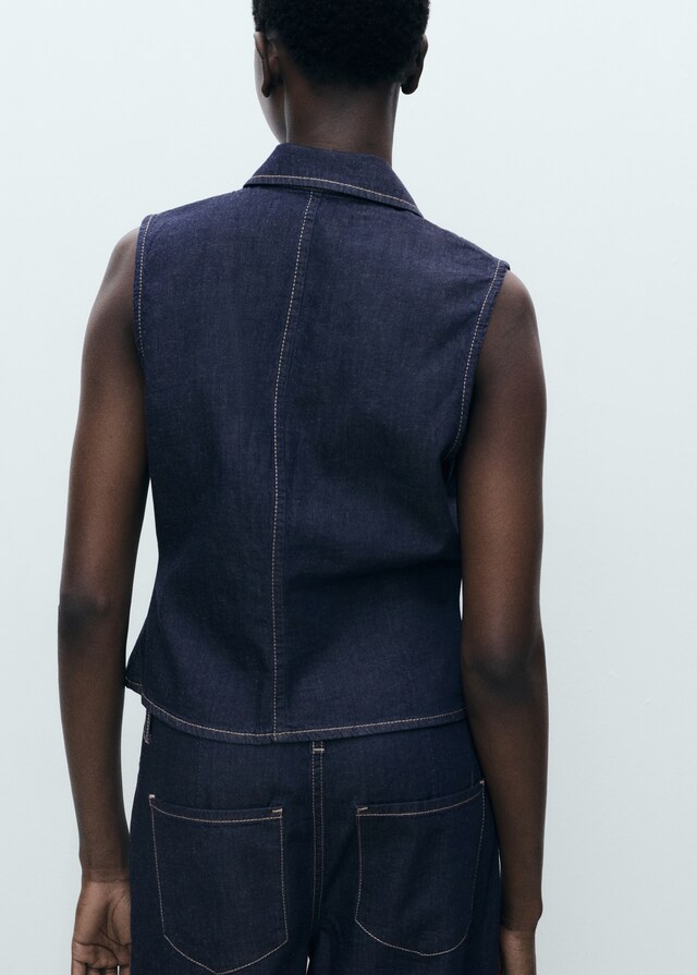 Mango Tailliertes Denim-Top Preisnachlass