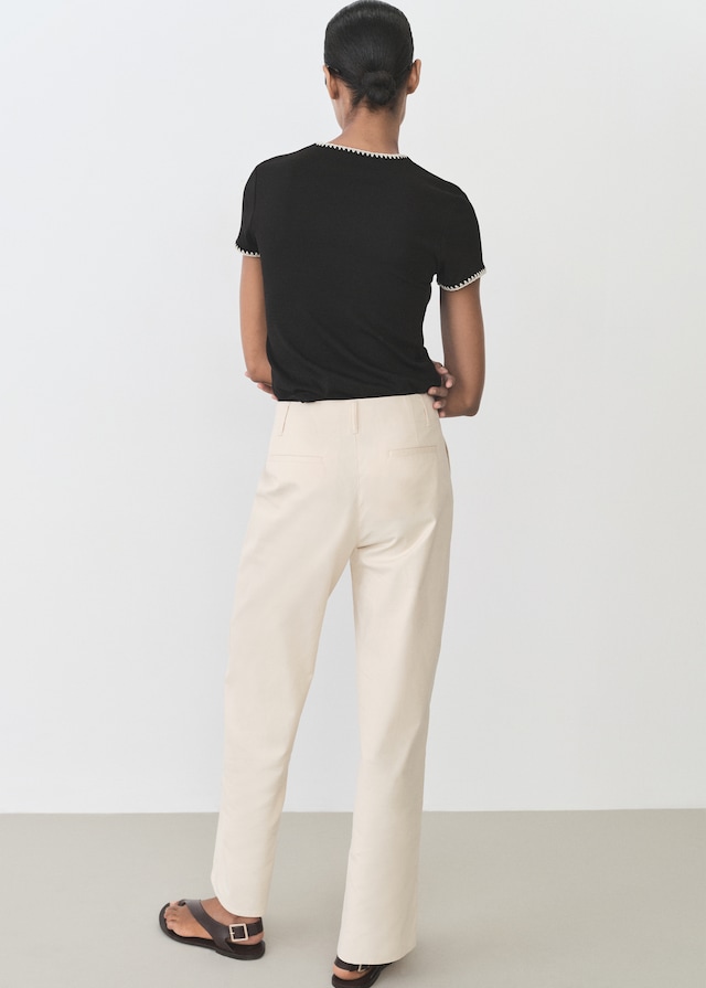 Mango Baumwoll-T-Shirt mit Kontrastborten Cyber Monday