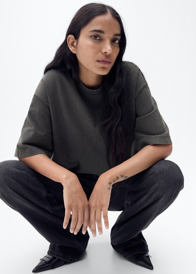Mango Oversize Baumwoll-T-Shirt Jubiläumsangebot