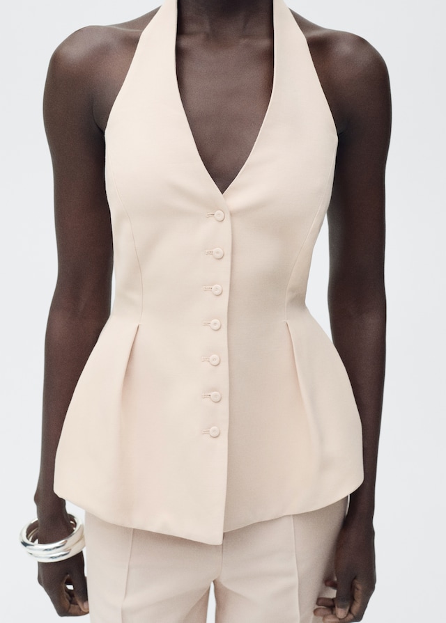 Mango Neckholderweste mit Abnähern Top Angebot