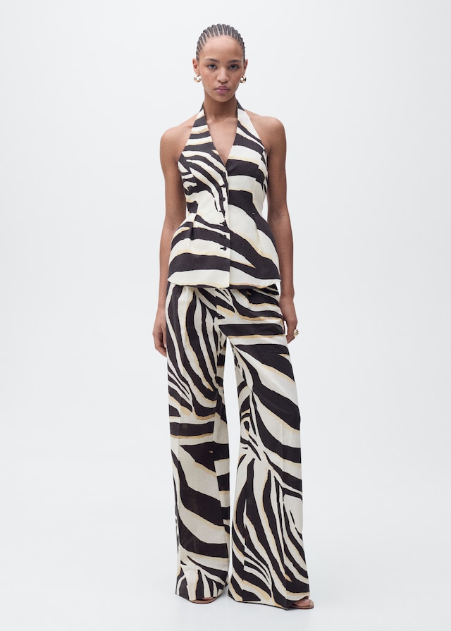 Mango Weste aus Leinengemisch mit Zebra-Motiv Neueste Mode
