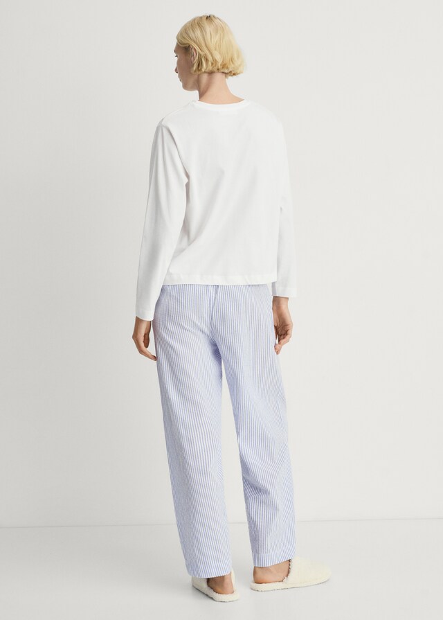 Mango Zweiteiliger Pyjama mit Streifen aus Seersucker Letzte 3 Tage