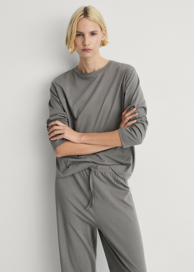Mango Pyjama zwei Teile Baumwolle schlichtes Design Letzter Tag