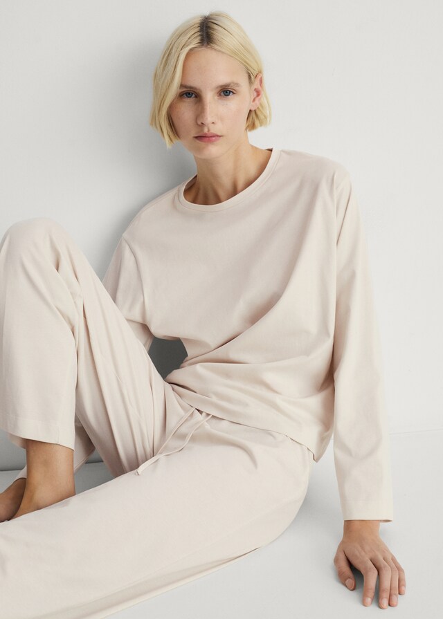 Mango Pyjama zwei Teile Baumwolle schlichtes Design Zeitbegrenzte Promotion