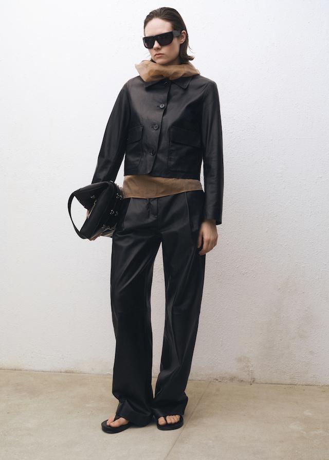 Mango Lederjacke mit Knöpfen Bis zu 60% Rabatt