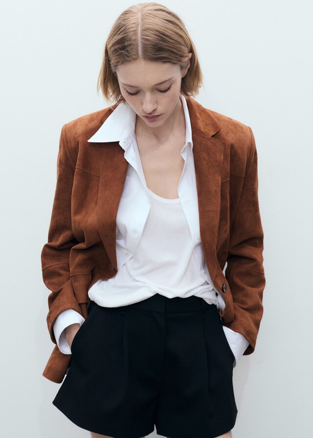 Mango Gerader Wildleder-Blazer
