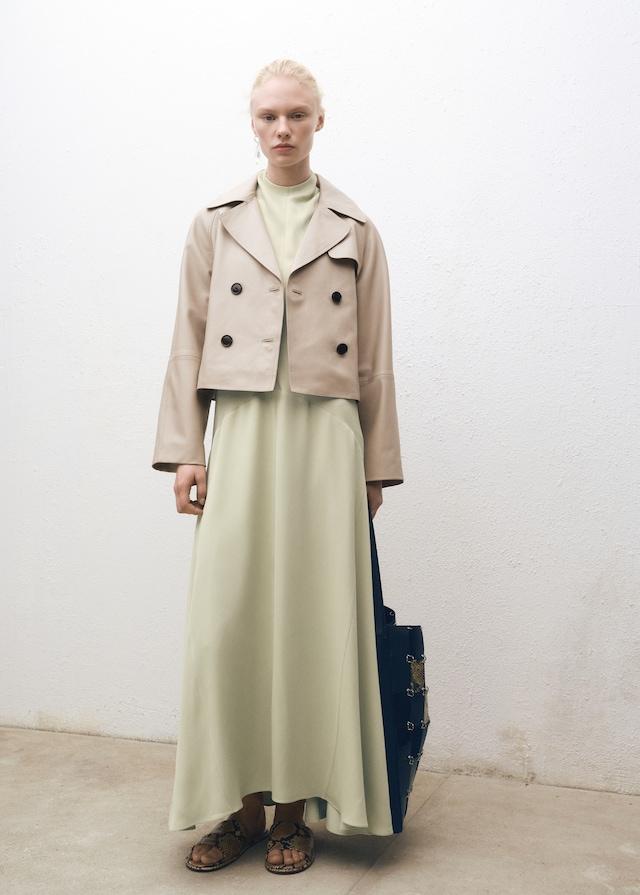 Mango Kurzer Leder-Trenchcoat Sonderangebot der Fabrik