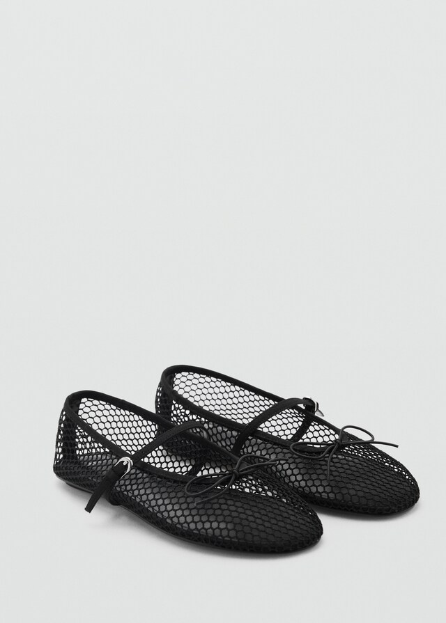 Mango Mesh-Ballerina mit Schnallenriemen 50% Rabatt für begrenzte Zeit