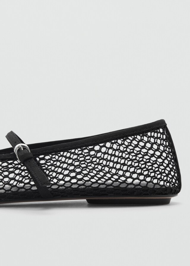 Mango Mesh-Ballerina mit Schnallenriemen 50% Rabatt für begrenzte Zeit