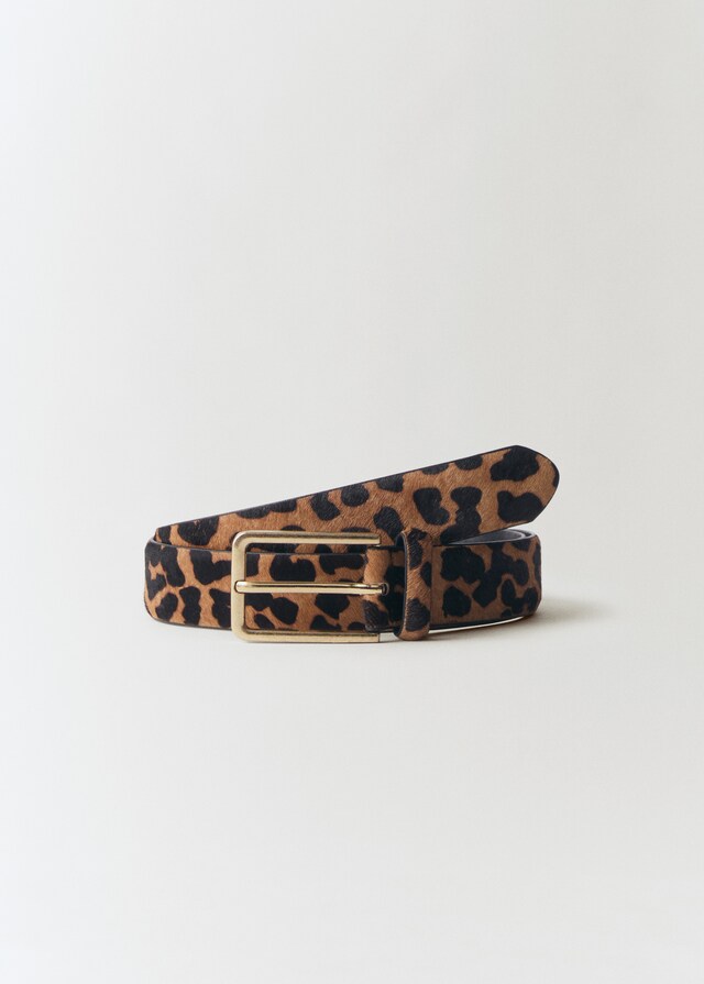 Mango Ledergürtel mit Leopardenfelleffekt