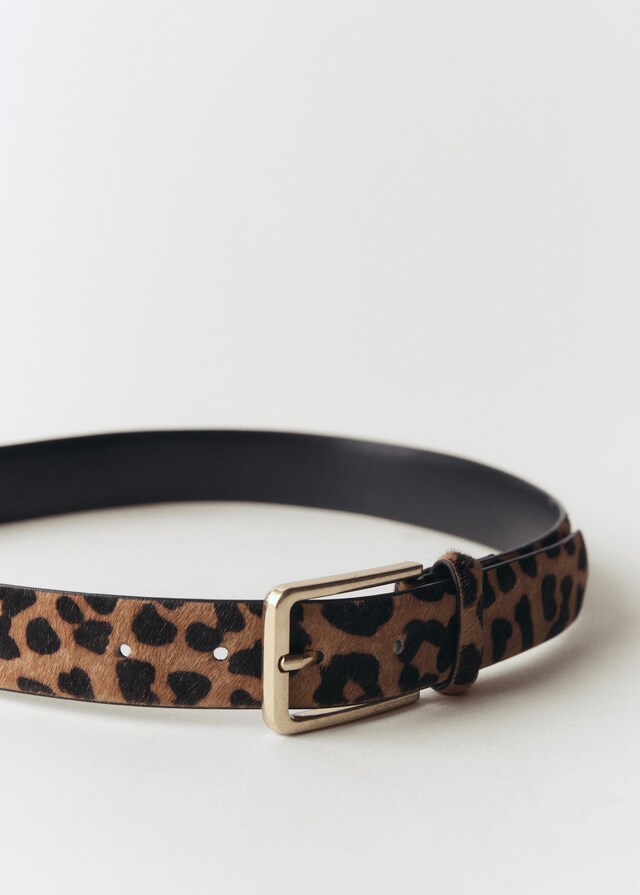 Mango Ledergürtel mit Leopardenfelleffekt Limitierter Zeitrabatt