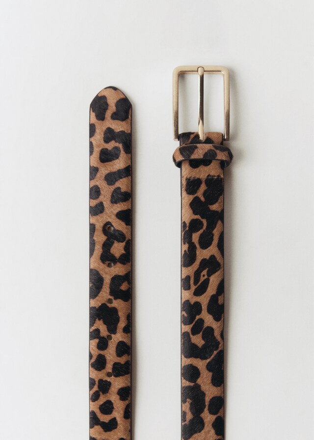 Mango Ledergürtel mit Leopardenfelleffekt Limitierter Zeitrabatt