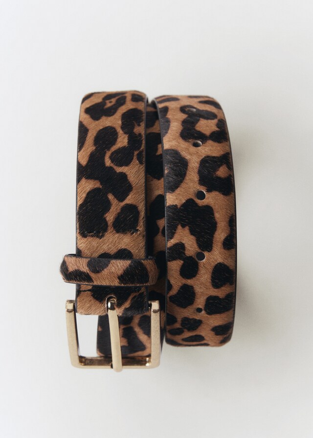 Mango Ledergürtel mit Leopardenfelleffekt Limitierter Zeitrabatt