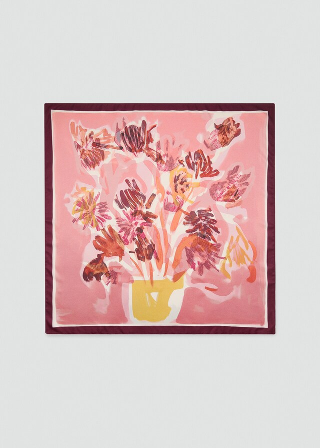Mango Satiniertes Halstuch mit Blumenprint Großer Ausverkauf