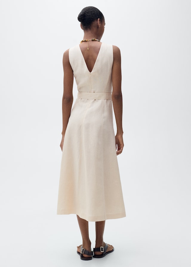 Mango Leinenkleid mit Gürtel Neueste Stile