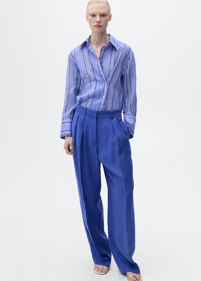 Mango Wideleg-Anzughose mit Bundfalten Bis zu 50% Rabatt