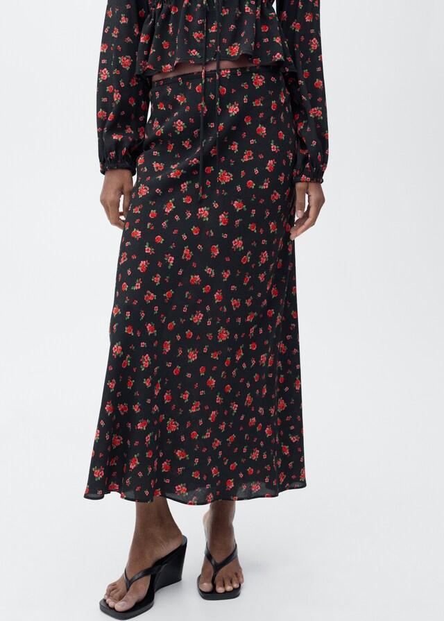 Mango Langer ausgestellter Rock mit Blumen