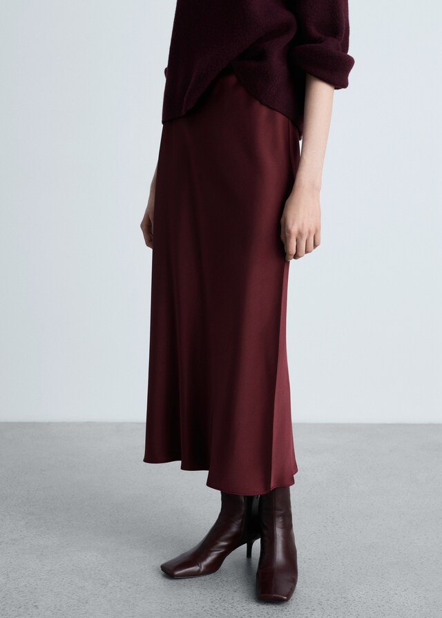 Mango Midirock mit Satin-Effekt