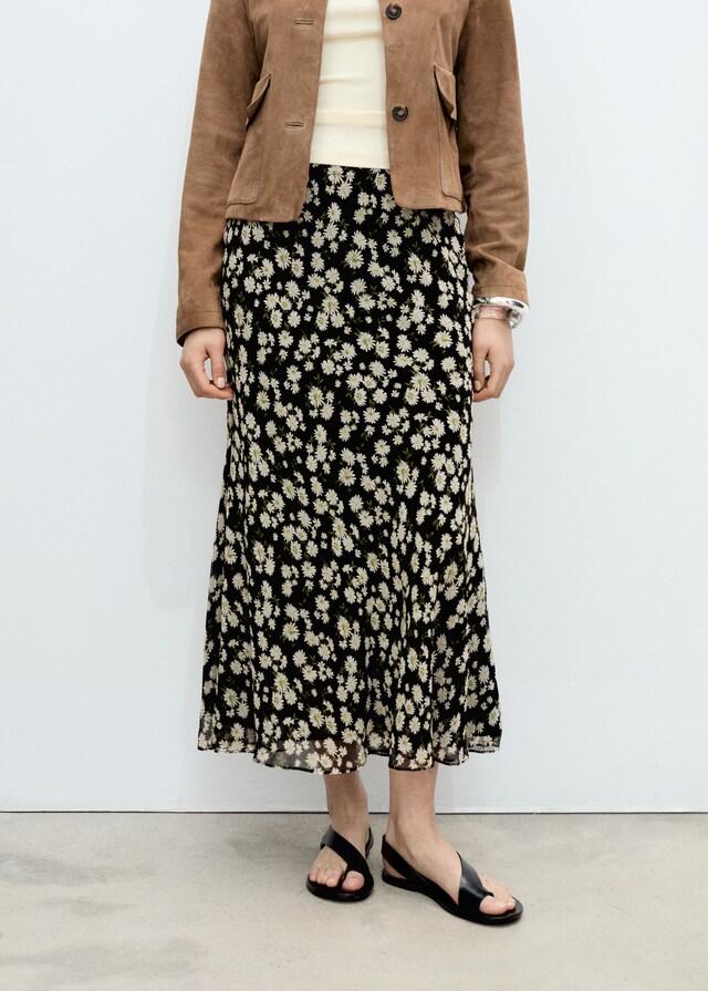 Mango Langer ausgestellter Rock mit Blumen