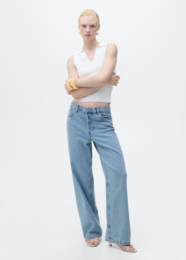 Mango Strick-Top mit Poloshirt-Kragen Online Shopping