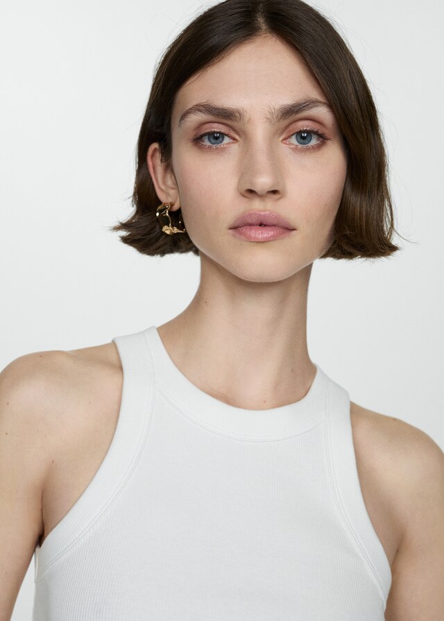 Mango Geripptes Top aus Baumwoll-Mix Cyber Monday