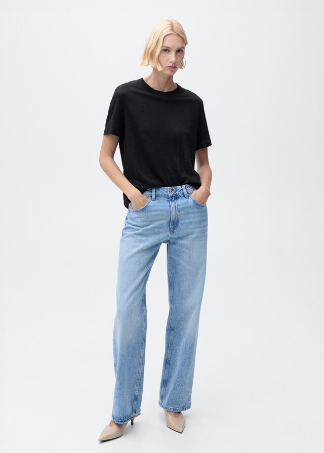 Mango Kurzärmliges Leinen-T-Shirt Osterangebot