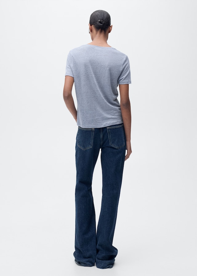 Mango Leinen-T-Shirt mit V-Ausschnitt Muttertagsangebot