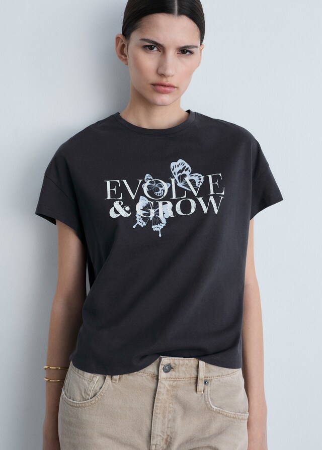 Mango Gemustertes Baumwoll-T-Shirt