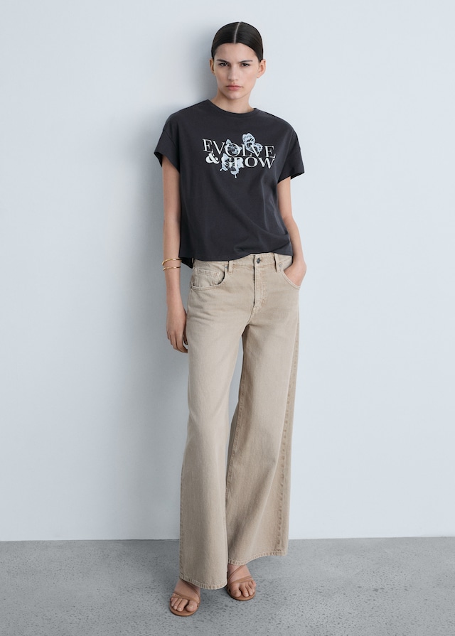 Mango Gemustertes Baumwoll-T-Shirt Jubiläumsangebot