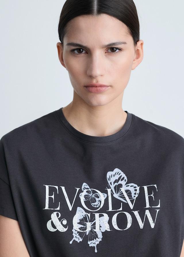 Mango Gemustertes Baumwoll-T-Shirt Jubiläumsangebot
