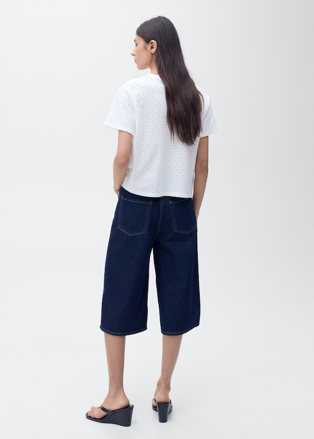 Mango Besticktes T-Shirt mit Ajourmuster Lagerräumung