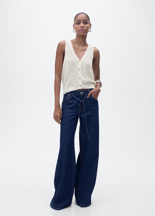 Mango Grobstrickweste mit Knöpfen Top Angebot
