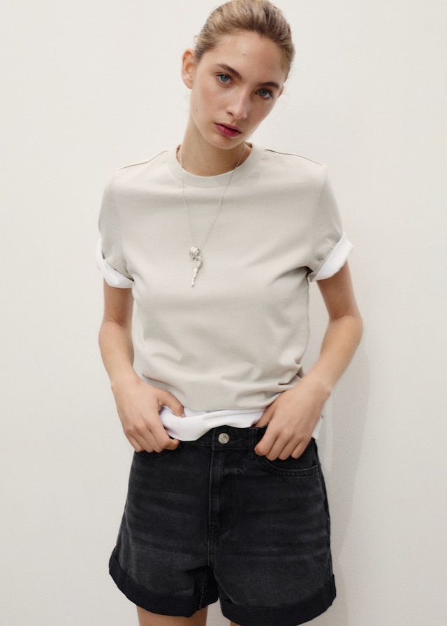 Mango Shorts mit hohem Bund und umgeschlagenem Saum Große Rabatte
