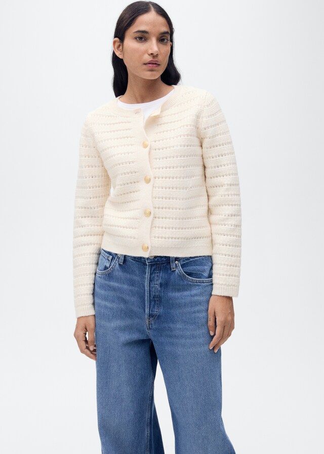 Mango Strickjacke mit Ajour-Details