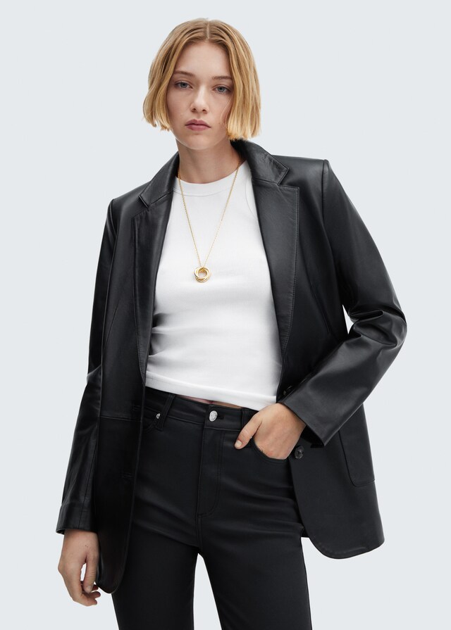 Mango Skinny Coated-Jeans mit hohem Bund Nur für heute